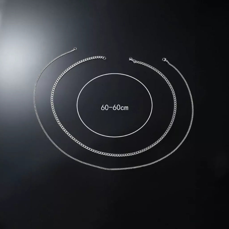 Kit 2 corrente com pingente Correntinha Masculina Banhada Prata colar aço inox Pingente Cruz Palito