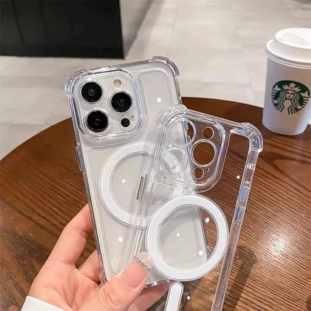 Capa Magnética Transparente À Prova De Choque Para iPhone 11-16 Pro Max/Plus | Proteção Total