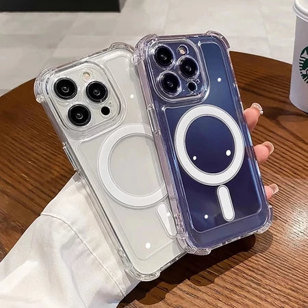 Capa Magnética Transparente À Prova De Choque Para iPhone 11-16 Pro Max/Plus | Proteção Total