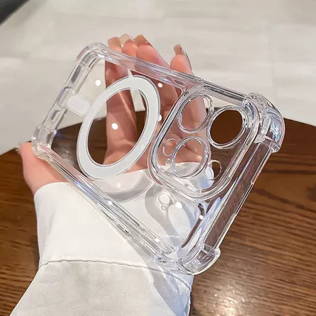 Capa Magnética Transparente À Prova De Choque Para iPhone 11-16 Pro Max/Plus | Proteção Total